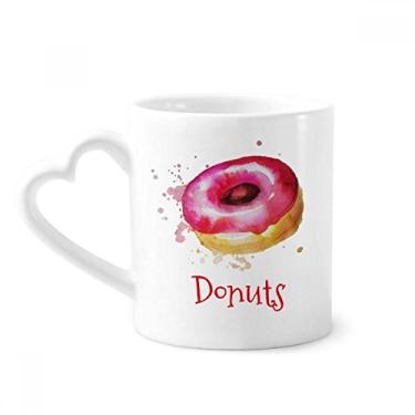 Imagem de Caneca de sobremesa rosa pintada à mão Aquarela de cerâmica para café copo de coração de vidro