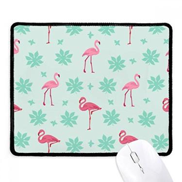 Imagem de Mousepad com estampa de flamingo, rosa, verde, borda costurada, tapete de borracha para jogos