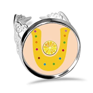 Imagem de DIYthinker Anel de noivado ajustável com estampa de frutas laranjas U alfabeto