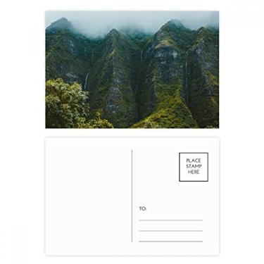 Imagem de Jungle Valley Cliff Fog Forest conjunto de cartões postais de aniversário para enviar cartões de agradecimento