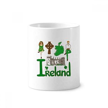Imagem de Suporte para caneta de escova de dentes com símbolo nacional da Irlanda com suporte de cerâmica