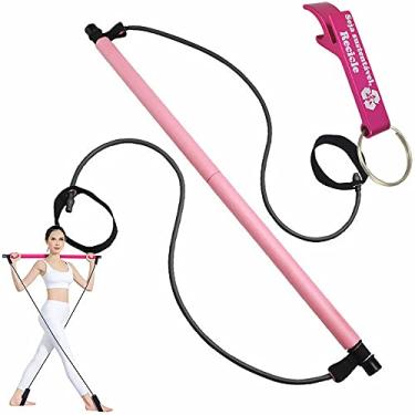 Imagem de Extensor Elástico com Barra Para Exercício Pilates Yoga Rosa + Chaveiro CBRN17997 Commerce Brasil