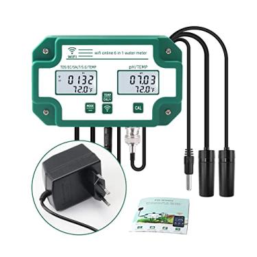 Imagem de Chusui 6 em 1 testador de qualidade da água tuya wifi monitor multiparâmetro de qualidade da água digital ph/sólidos totais dissolvidos/ec/s.g/sal/medidor de temperatura para piscina de aquicultura QL