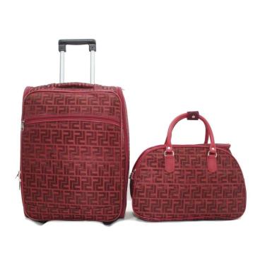 Imagem de Kit Mala De Viagem De Bordo Quadrada Com Rodinha + Mala de Mão