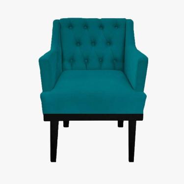 Imagem de Jogo 2 Poltronas Decorativa Em Capitonê Para Quarto e Closet Classica Suede Azul Turquesa LM DECOR