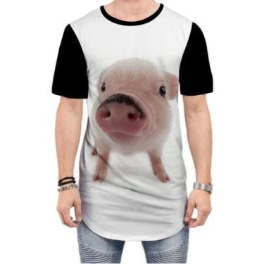 Imagem de Camiseta Long Line Porco Porquinho Pig Animal Filhote 2 - Estilo Vizu