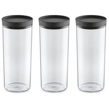 Imagem de Kit 3 Potes Herméticos De Plástico Porta Mantimentos 2,5L Transparente
