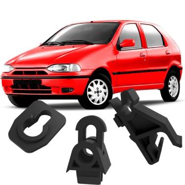 Imagem de Kit Grampos Presilhas Para Haste Vareta Do Capô Palio G1 96 97 98 99 2000 Young 2001 2002