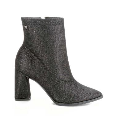 Imagem de Bota Feminina Casual Cano Baixo Salto Bloco Alto Bico Fino com Brilhos Mississipi Q8503