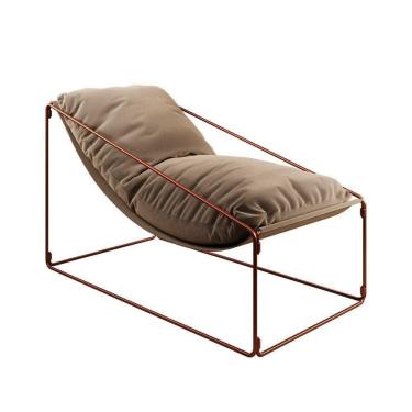 Imagem de Espreguiçadeira Industrial Arpoador Com Almofada Cobre E Bege - Cor: Marrom