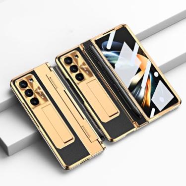 Imagem de Com S Pen Fold 4 Capa de couro revestida para Samsung Galaxy Z Fold 3 2 5 360 Protetor de tela cheia Capa de telefone com suporte magnético, 11, para Samsung Z Fold 2
