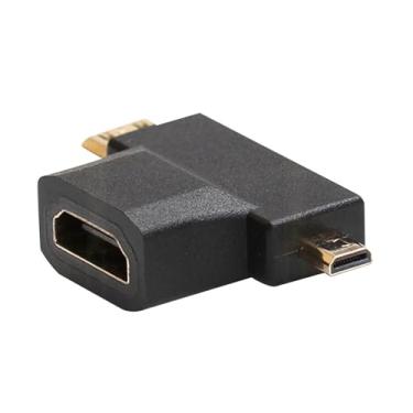 Imagem de DAGIJIRD Adaptador HDMI 2 em 1 para mini/micro HDMI 1080p fêmea para macho, conectores banhados a ouro para câmera, tablet