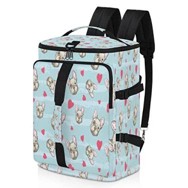 Imagem de Bulldog Mochila de coração vermelho à prova d'água, bolsa esportiva com compartimento para sapatos, alças de ombro, mochila de viagem para academia, esportes, caminhadas, laptop