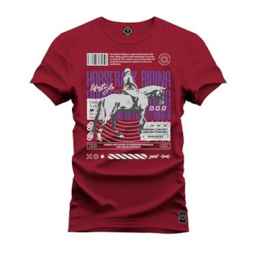 Imagem de Camiseta Plus Size Premium Confortável Estampada Capa de Cavalo Bordo G4