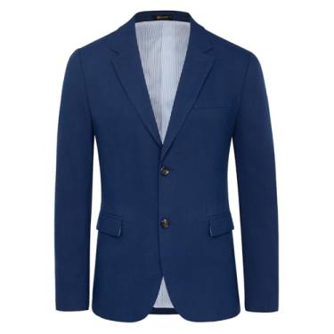 Imagem de GRACE KARIN Blazer casual masculino slim fit jaqueta esportiva leve com dois botões, Azul, XX-Large