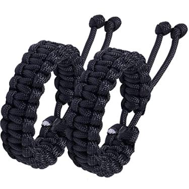 Imagem de Jewever Pulseiras de sobrevivência Paracord trançada corda artesanal para casais, homens e mulheres, tamanho ajustável (conjunto de 2), Adjustable, Poliéster, Sem Pedra Preciosa