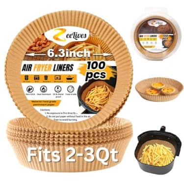 Imagem de Mini forros descartáveis para fritadeira a ar (serve para 2 a 3 litros) – 100 forros de papel antiaderentes para fritadeira a ar – compatível com Ninja AF080 Mini, COSORI 2.1, Instant Vortex 2-QT,