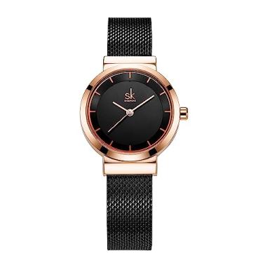 Imagem de SHENGKE Relógio minimalista (Love Me Tender Love Me Home) Relógio de pulso casual fashion, Preto (K0194L02), Movimento de quartzo