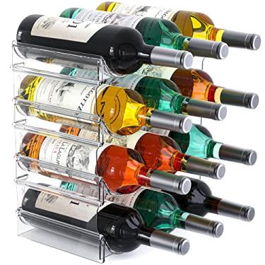 Imagem de Organizador de garrafa de água de plástico e suporte de armazenamento de adega, 4 recipientes de 12 níveis empilháveis e independentes para bancadas de cozinha, tampo de mesa, despensa, bares,