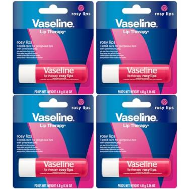 Imagem de Vaseline Lip Therapy Rosy, nutrição de ação rápida, ideal para lábios rachados, secos ou rachados, protetor labial, 4,5 g (pacote com 4)