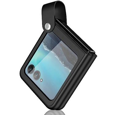 Imagem de NINKI Capa flip compatível com Motorola Razr Plus com protetor de dobradiça, capa Moto Razr Plus 2023 com alça, capa rígida protetora à prova de choque Motorola Razr Plus 2023, nova capa para Moto Razr preta