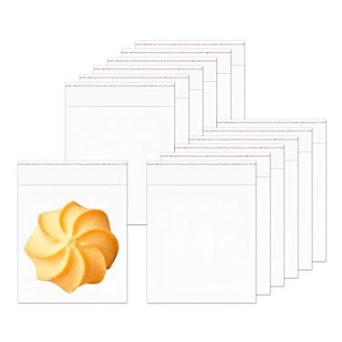 Imagem de Sacos quadrados de celofane 10 x 10 cm, 500 unidades, sacos de plástico autoadesivos para biscoitos, padaria, doces, sabonetes, lanches, comida, lembrancinha de presente