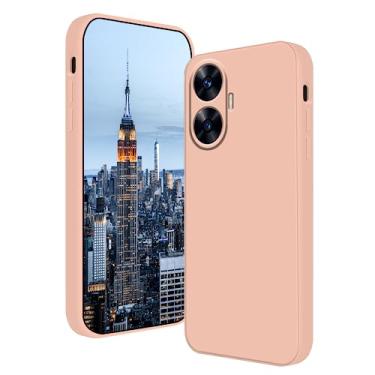 Imagem de Wousunly Compatível com Realme C55 Capa de silicone líquido verde escuro, toque suave e macio para Realme C55 capa de telefone capa fina de silicone à prova de choque (rosa)
