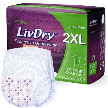 Imagem de Fraldas femininas Livdry XXL para adultos durante a noite, máxima absorção, proteção durante todo o dia ou noite, tamanho grande, 2GG (10 unidades)