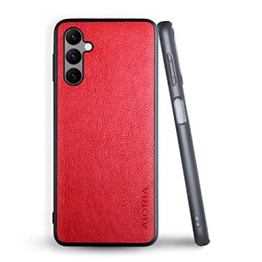 Imagem de AIORIA Capa para Samsung Galaxy A14 6..6 cm tela premium PU couro capa retro design de negócios capa protetora para Samsung A14 5G (vermelho)