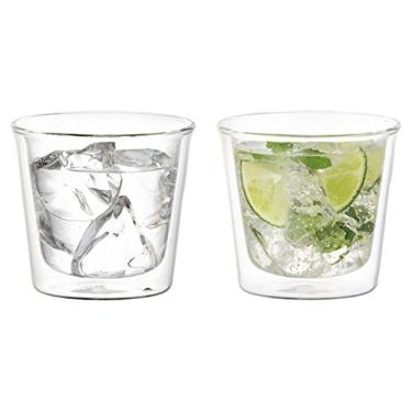 Imagem de Conjunto de 2 copos de uísque de parede dupla – fundido Kinto – Copo de 250 ml (8,45 fl. ml.) (importação do Japão)