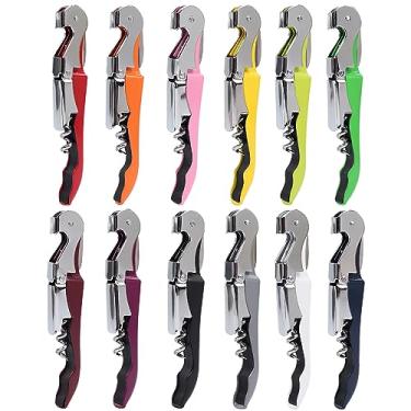 Imagem de RECUTMS Pacote com 10 abridor de garrafas três em um, aço inoxidável, perfeito para vinho, cerveja, latas, bares, restaurantes, família, festa da empresa, 12 cores