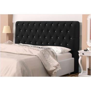 Imagem de Cabeceira Casal Queen 160 Cm Para Cama Box Lady Suede Preto Botões Str