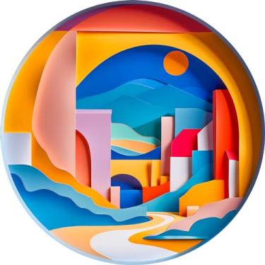 Imagem de Bgraamiens Quebra-cabeça redondo 3D Visual Sunrise in The Distance 1000 peças para adultos