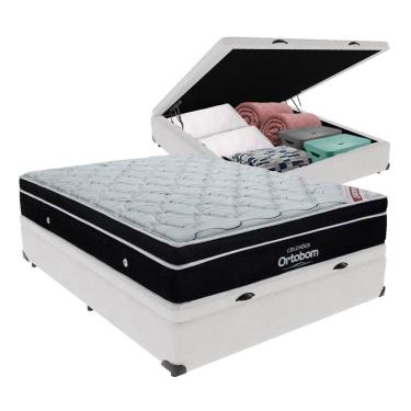 Imagem de Colchão Elegant Ortobom Base Baú Branco Casal Mola Ensacada