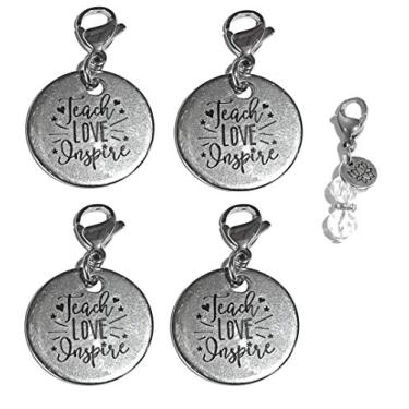 Imagem de Conjunto de 4 pingentes de encaixe, construa sua própria pulseira, bolsa, bolsa, mensagem, inspirador, chaveiro, puxador de zíper, joias, Metal, metal