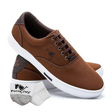 Imagem de Kit Sapatênis Casual Amarração com Meia Masculino Confort-Marrom - 35