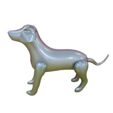 Imagem de YJIUYUANQ Manequim inflável de cachorro animal de estimação para decoração brincar, tema de gado, festa, piscina, aniversário, foto, presente, cor prata, pacote com 2