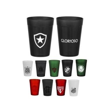 Imagem de Conjunto Com 2 Copos Americanos Personalizados Com Seu Times , 190 ML Vidro Resistente e Com Caixa Para Presente (Botafogo Preto)