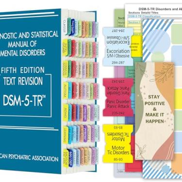 Imagem de Guias de índice aprimoradas para DSM-5-TR, guias de livro DSM-V-TR codificadas por cores e laminadas, 94 abas impressas com 6 em branco, guia de alinhamento e descrição de distúrbios incluída,