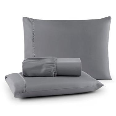 Imagem de Roupa de Cama 400 Fios Casal 3 Peças Ponto Palito (Cinza)