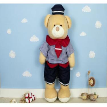 Imagem de URSO DE PELUCIA MARINHEIRO PORTA FRALDAS 65 CM - DECORAÇÃO QUARTO DO BEBE (LISTRADO DE MARINHO)