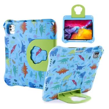 Imagem de FunnyWin Capa para iPad Air 4/5 para crianças, dinossauro EVA à prova de crianças com alça de suporte, à prova de choque, durável, perfeita para proteger o tablet de crianças, atividades educacionais,