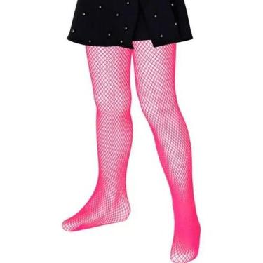 Imagem de Meia Calça Arrastão Rosa Neon Feminina Infantil - Abrakadabra