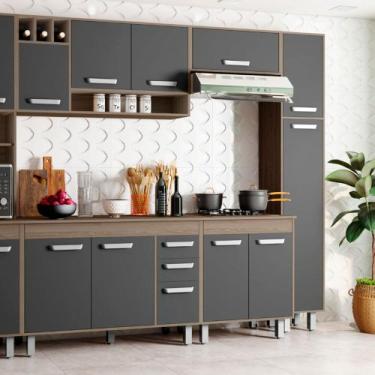 Imagem de Paneleiro Simples Barcelona/Malta Poliman Moveis, Carvalho com Grafite