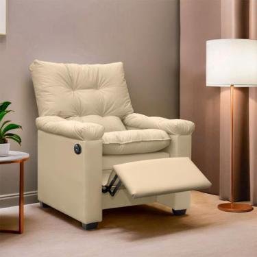 Imagem de Poltrona Reclinável  Imperador Couro Facto Bege Areia - SOFA STORE