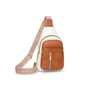 Imagem de HOSICRON Bolsas transversais para mulheres, bolsa tiracolo de couro para mulheres, pochete com alça no peito, bolsas de cintura para viagens, S, 1.9 x 6.6 x 11.4 inches