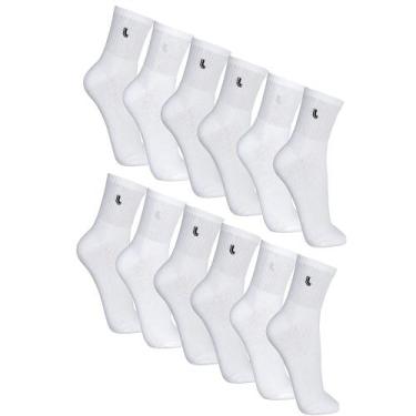 Imagem de Kit 12 Pares Meia Lupo Masculina Cano Médio Original 3245, Branco, G
