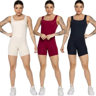 Imagem de KIT 3 Macaquinho Smart Serra e Mar Decote Em U Roupa Para Treino Academia Moda Fitness-Feminino