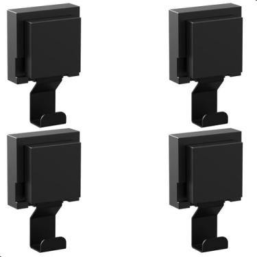 Imagem de Kit 4 Cabide De Parede Gancho Com Ventosa Preto Max - S3GShop