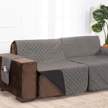 Imagem de Protetor de Sofá Retrátil Assento 1,80m Cinza e Preto - MR Enxovais